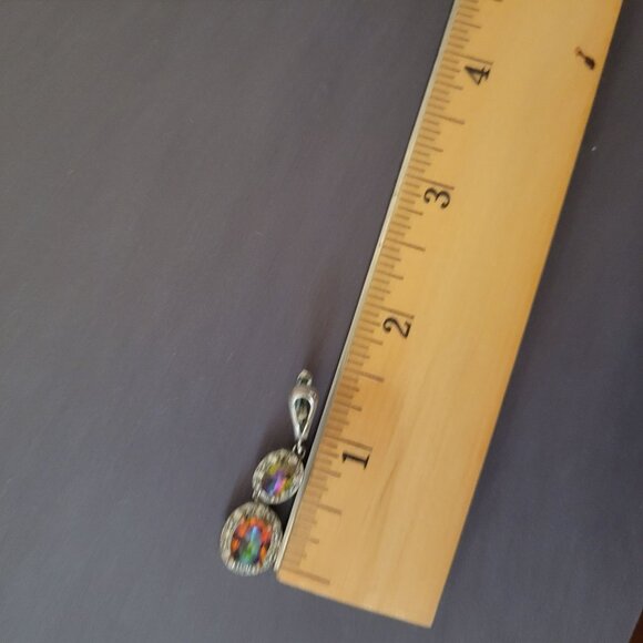 Rainbow Topaz & Silver Drop Earrings - Picture 6 of 6